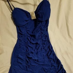 Strapless blue Body-con scrunch dress size M